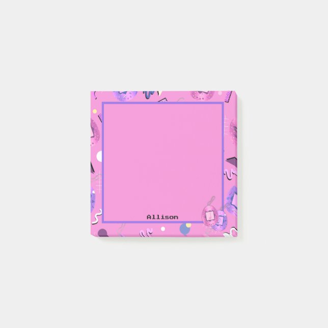 Kawaii Pink Tamagotchi Post-it Notes (Front)
