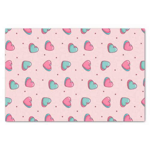 Kawaii Pink Valentines Day Heart Doodle Pattern Tissue Paper