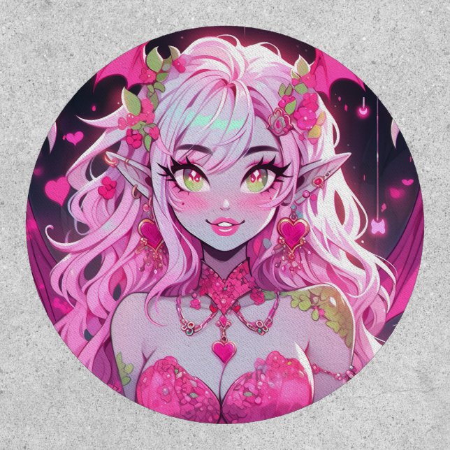 Kawaii Pinkcore Fantasy Demon Anime Girl Patch (Front)