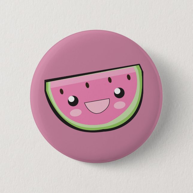 Kawaii Pins: Watermelon Pinback Button (Front)