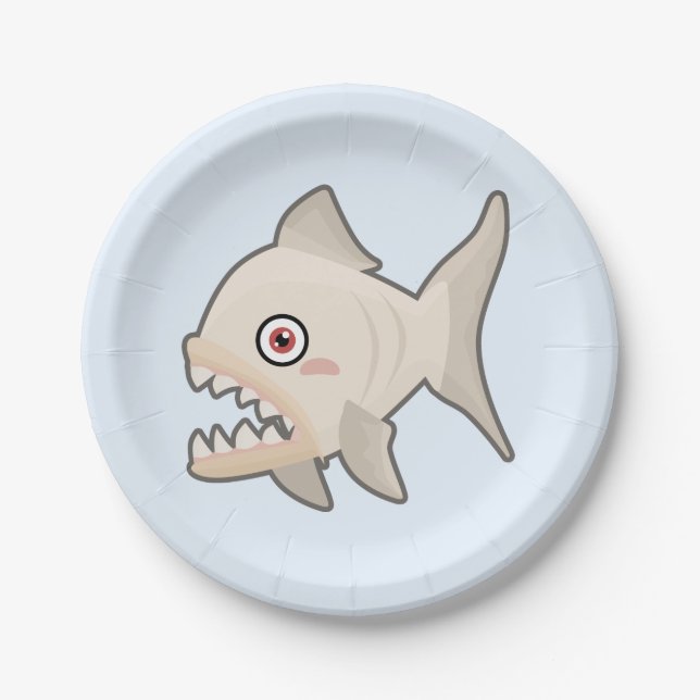 Kawaii Piranha Paper Plates (Front)