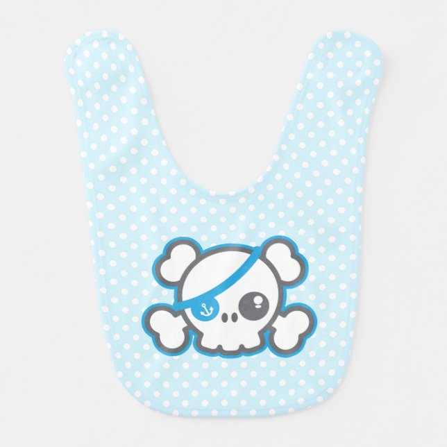Kawaii Pirate Skull Baby Bib (Front)