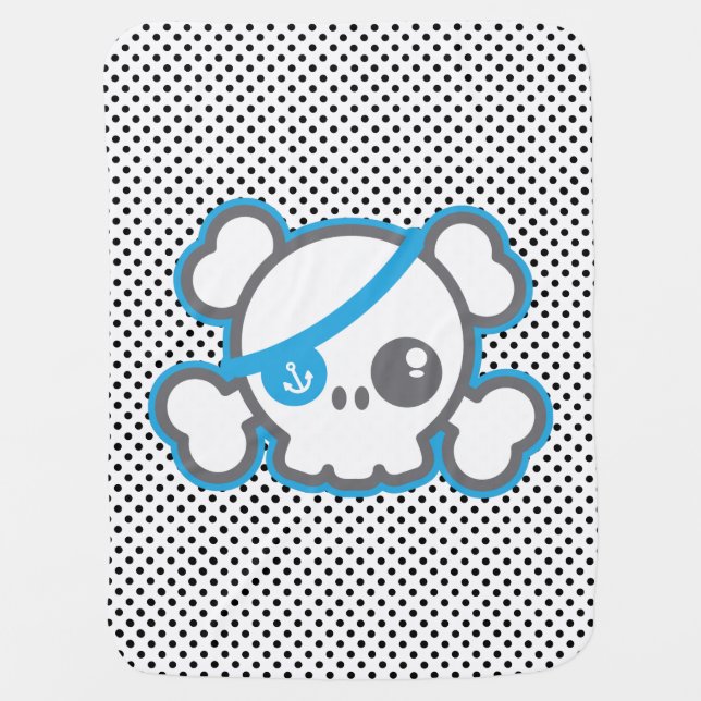 Kawaii Pirate Skull Baby Blanket (Front)