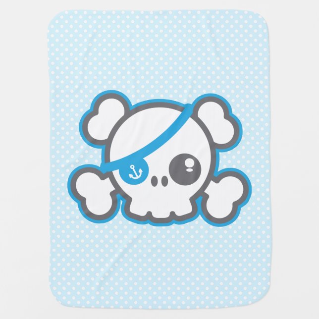 Kawaii Pirate Skull Baby Blanket (Front)