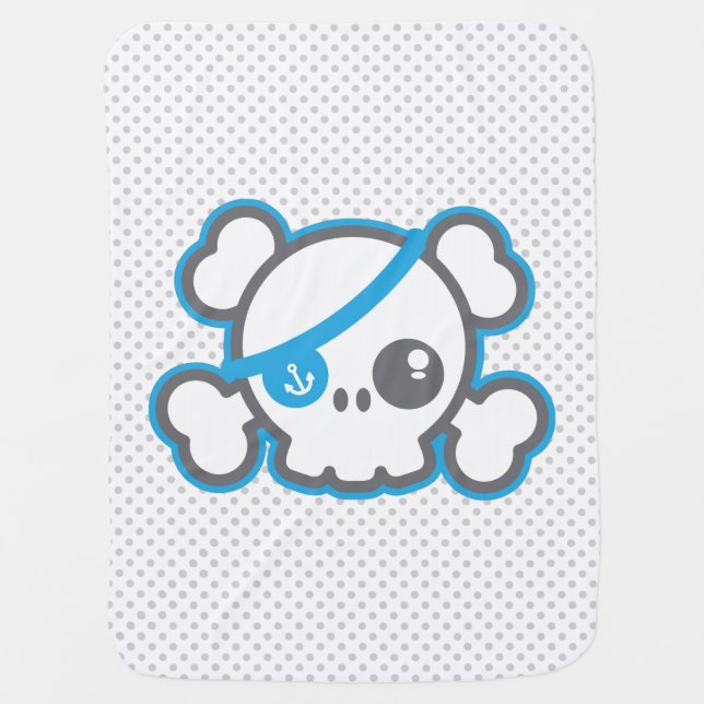 Kawaii Pirate Skull Baby Blanket (Front)