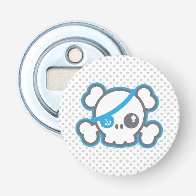 Kawaii Pirate Skull Bottle Opener (Front)