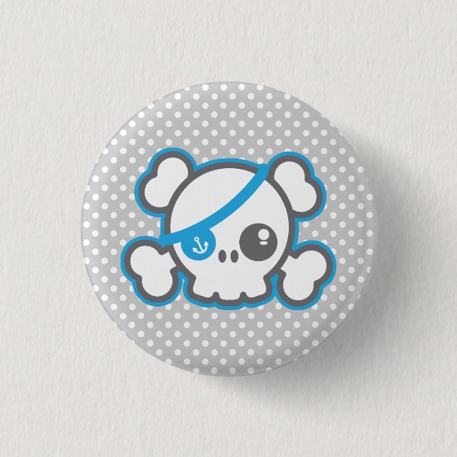 Kawaii Pirate Skull Button (Front)