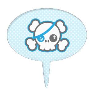 Kawaii Pirate Skull Cake Topper