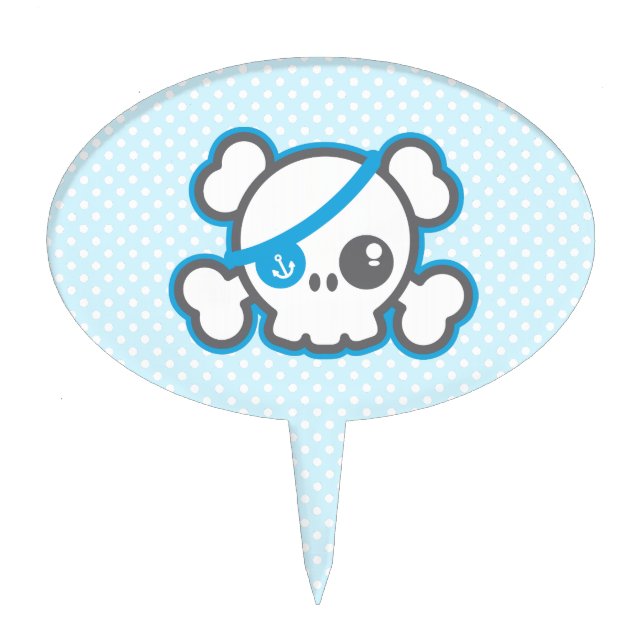 Kawaii Pirate Skull Cake Topper (Front)