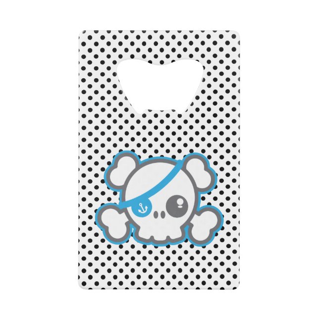 Kawaii Pirate Skull Credit Card Bottle Opener (Front)