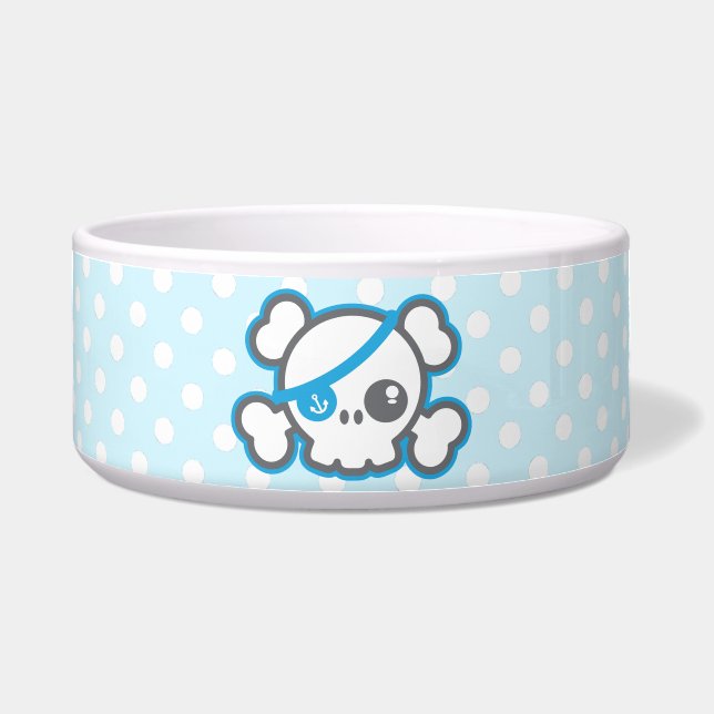 Kawaii Pirate Skull Dog Bowl (Front)