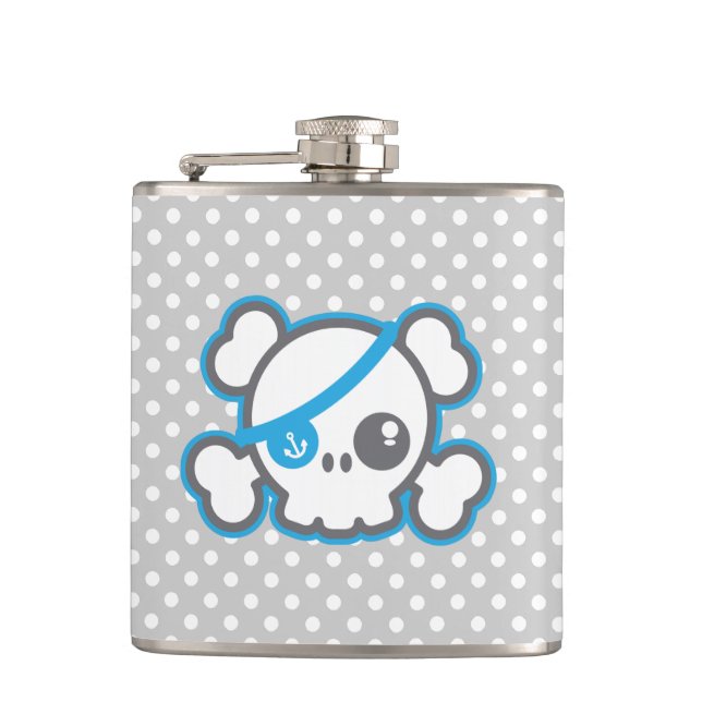 Kawaii Pirate Skull Flask (Front)