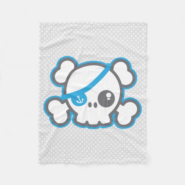 Kawaii Pirate Skull Fleece Blanket (Front)