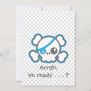 Kawaii Pirate Skull Halloween Party Invitation