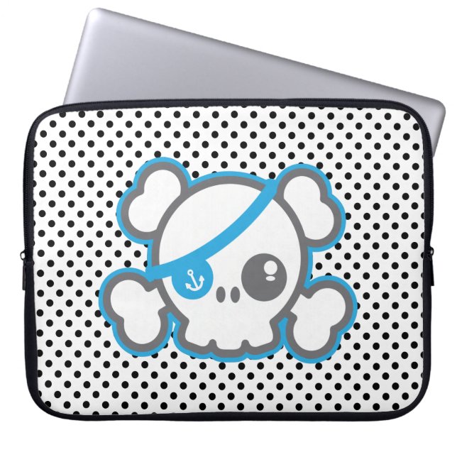 Kawaii Pirate Skull Laptop Sleeve (Front)