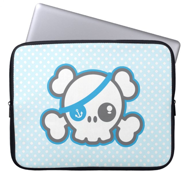 Kawaii Pirate Skull Laptop Sleeve (Front)