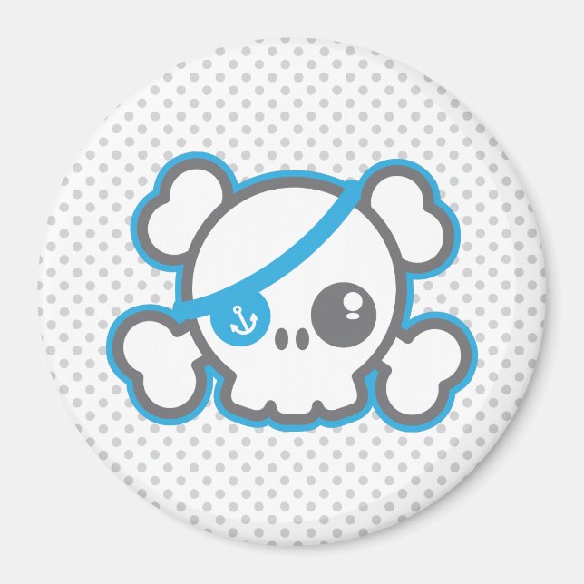 Kawaii Pirate Skull Magnet (Front)