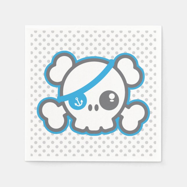 Kawaii Pirate Skull Napkins (Front)