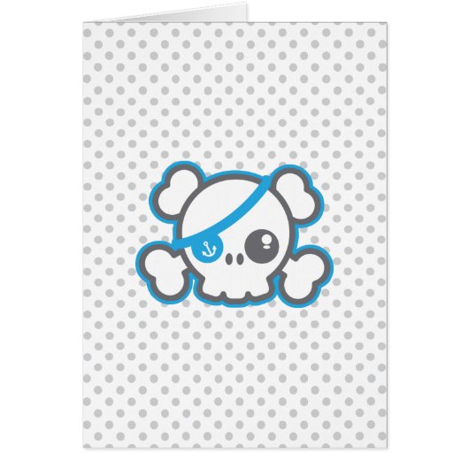 Kawaii Pirate Skull Note Card (Front)