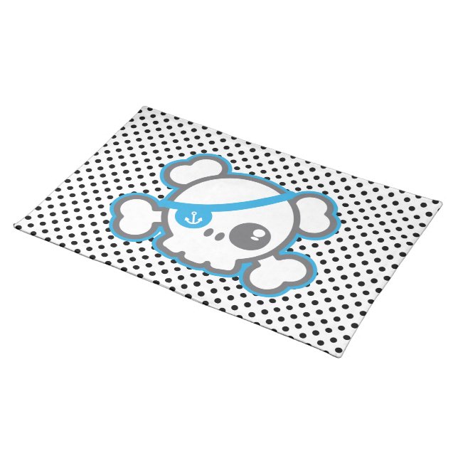 Kawaii Pirate Skull Placemat (On Table)