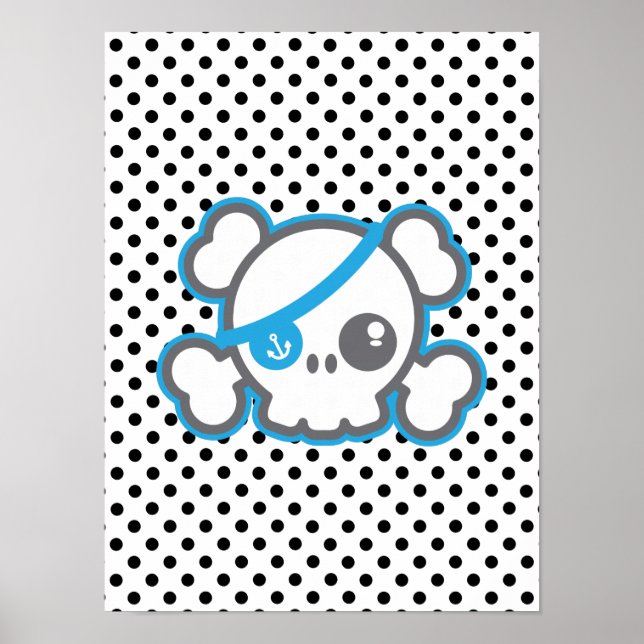 Kawaii Pirate Skull Poster Print (Front)