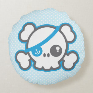 Kawaii Pirate Skull Round Pillow