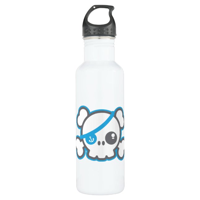 Kawaii Pirate Skull Stainless Steel Water Bottle (Front)