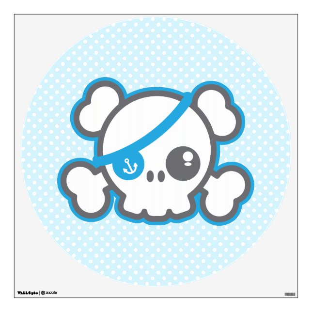 Kawaii Pirate Skull Wall Decal (Front)