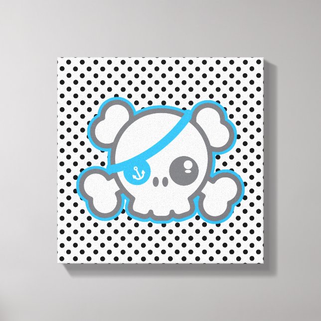 Kawaii Pirate Skull Wrapped Canvas (Front)