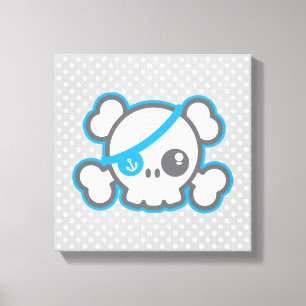Kawaii Pirate Skull Wrapped Canvas