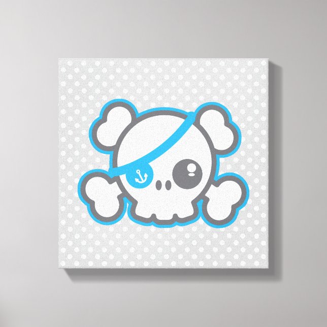 Kawaii Pirate Skull Wrapped Canvas Print (Front)