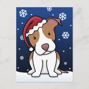 Kawaii Pit Bull Christmas Postcard