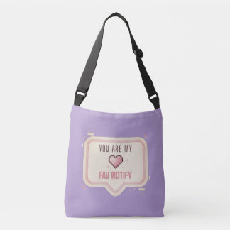 Kawaii Pixel Heart "You Are My Fav Notify" Crossbody Bag