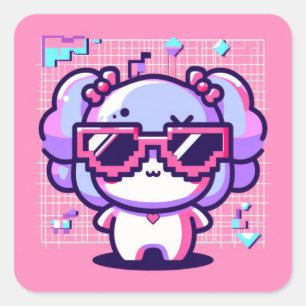 Kawaii Pixel Pal Square Sticker