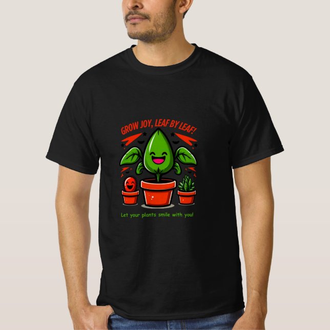 Kawaii Plant Design – Smiling Cactus, Succulent  T-Shirt (Front)