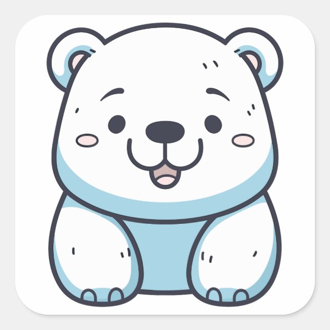 Kawaii Polar Bear Graphic Design Square Sticker (Front)