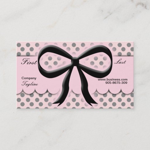 Customizable Kawaii Polka Dots Bow Business Card