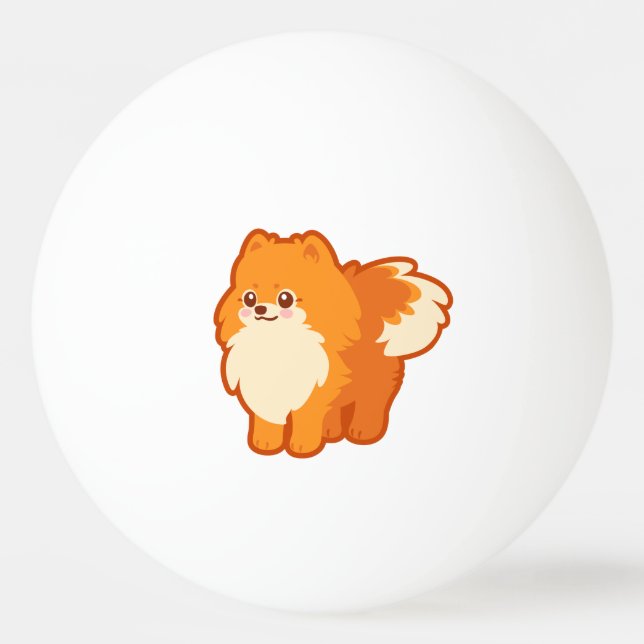 Kawaii Pomeranian Cartoon Dog Ping-Pong Ball (Front)