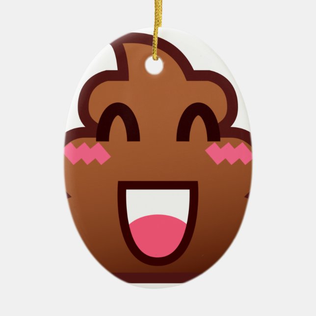 kawaii poop emojis ceramic ornament (Front)