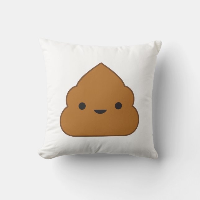 Kawaii Poop Throw Pillow (Front)