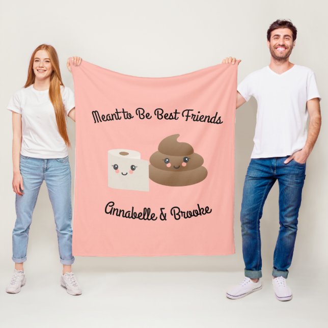 Kawaii Poop & TP (Toilet Paper) Best Friends Gift Fleece Blanket (In Situ)