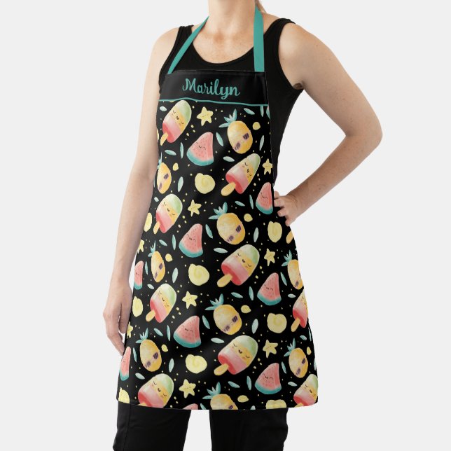 Kawaii Popsicle Watermelon Pineapple Design Apron (Insitu)