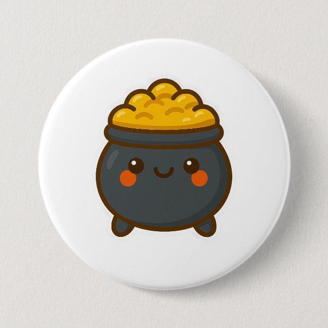 Kawaii Pot of Gold Button (Front)