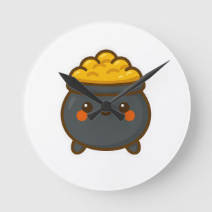Kawaii Pot of Gold Round Clock