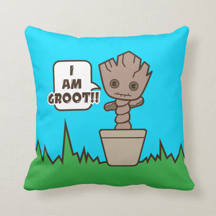 Kawaii Potted Groot Throw Pillow Zazzle Com