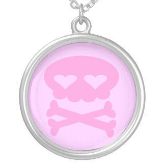 Kawaii Powder Pink Skull Sterling Silver Necklace