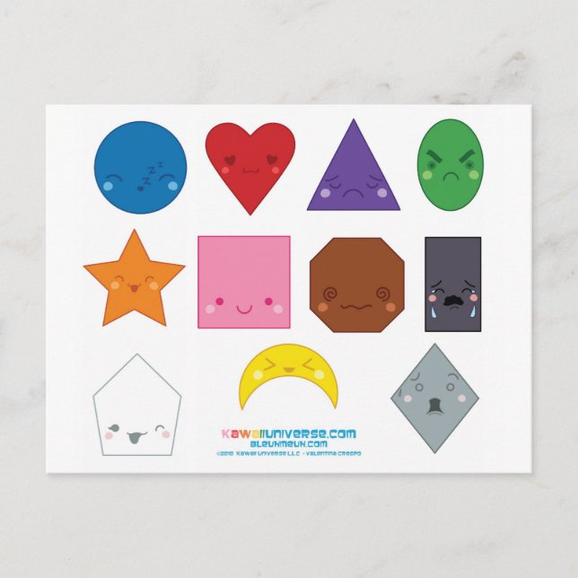 Kawaii Preschool Shapes Postcard (Front)