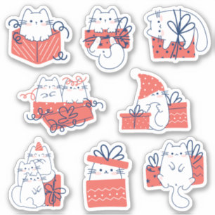 Kawaii Present Gift Box Kitty Vinyl Stickers
