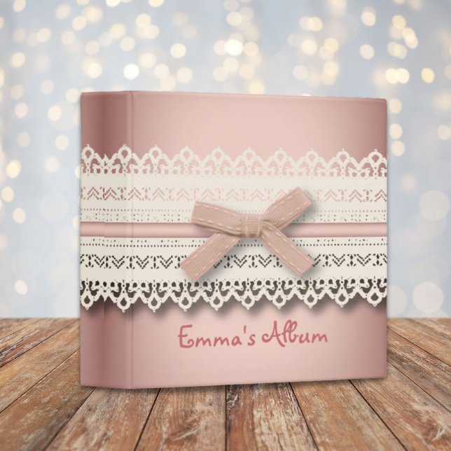 Kawaii princess girly chic white lace pink bow binder (Kawaii princess girly chic white lace pink bow binder)