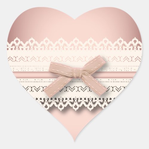 Kawaii princess girly chic white lace pink bow heart sticker